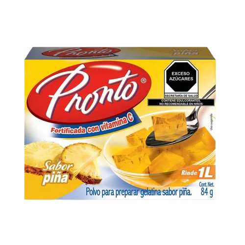 Pronto - Gelatina Sabor Piña 84gr (Caja 24pz)