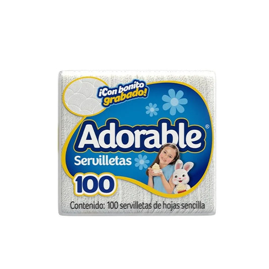 Adorable - Servilleta Blanca 100pz