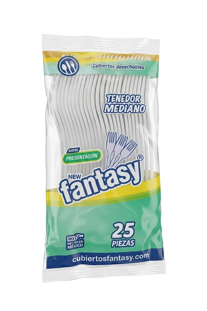 Fantasy - Tenedor Mediano 25pz (Caja 40pz)