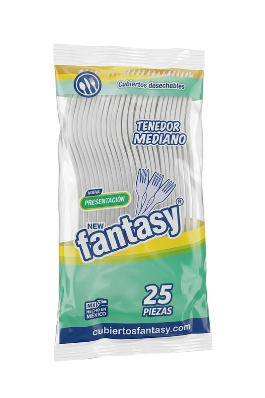 Fantasy - Tenedor Mediano 25pz (Caja 40pz)