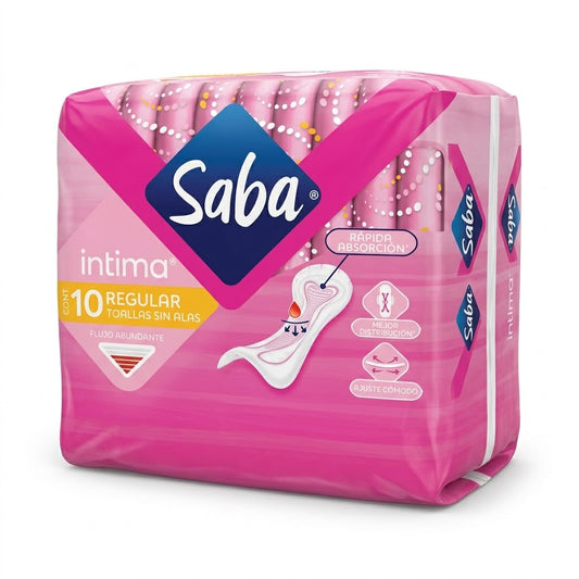 Saba - Toalla Femenina Intima Sin Alas Paq. 10pz (Caja 14 Paq.)