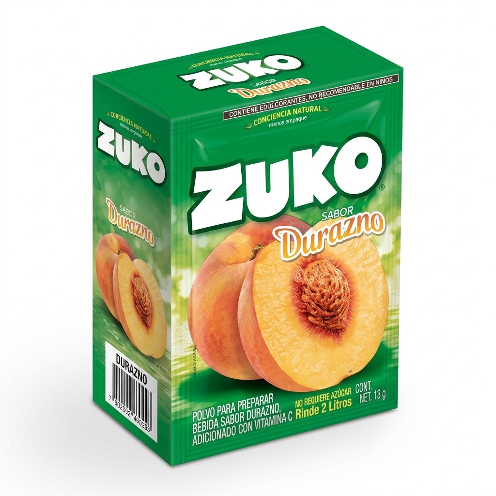 Zuko  - Concentrado Sabor Durazno Exh. 8pz 13gr (Caja 12exh)