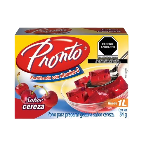 Pronto - Gelatina Sabor Cereza 84gr  (Caja 24pz)