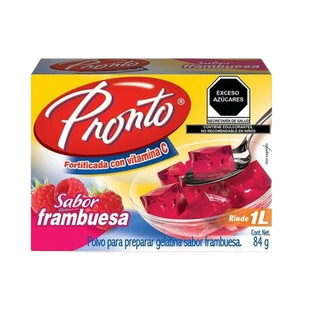 Pronto - Gelatina Sabor Frambuesa 84gr (Caja 24pz)
