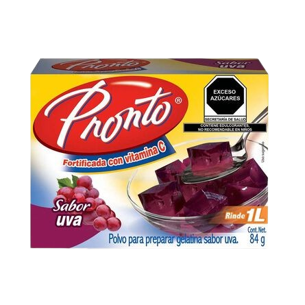 Pronto - Gelatina Sabor Uva 84gr (Caja 24pz)