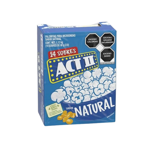 ACT II - Palomita Natural Con Sal Paq. 14pz 84gr (Caja 6 Paq.)