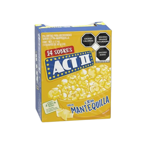 ACT II - Palomita Extra-Mantequilla Paq. 14pz 84gr (Caja 6 Paq.)