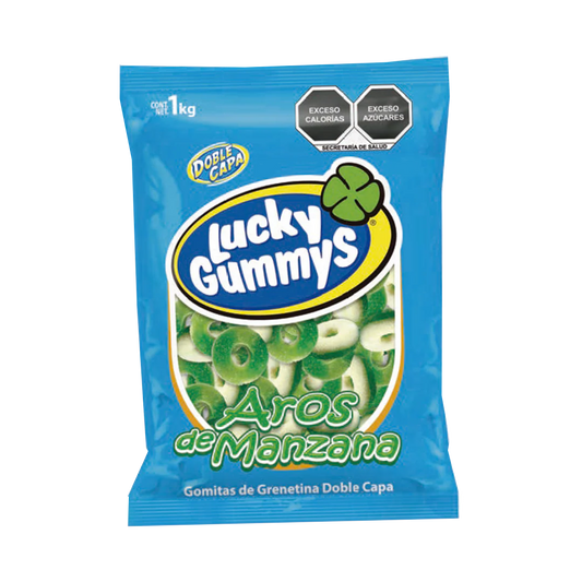 Lucky Gummys  - Aros de Manzana 1kg (Caja 8kg)