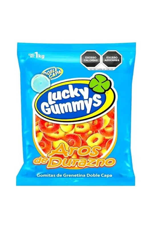 Lucky Gummys  - Aros De Durazno 1kg (Caja 8kg)