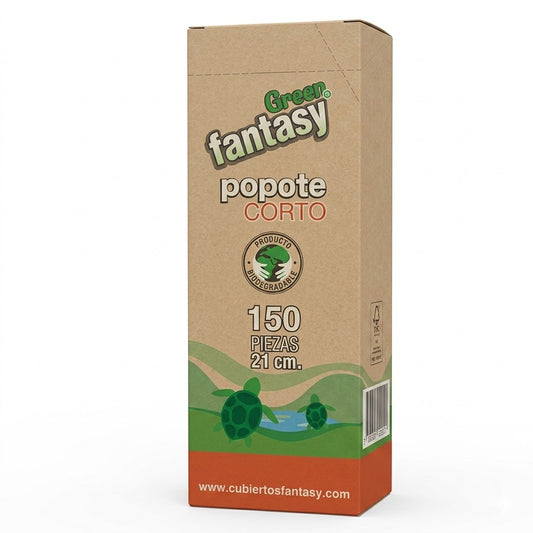 Fantasy - Popote Green Corto 21cm Paq. 150pz