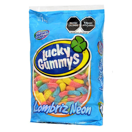 Lucky Gummys  - Lombriz Neón 1kg (Caja 8kg)