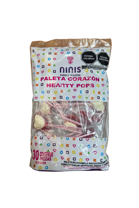 Ninis - Paleta De Corazon Paq. 30pz (Caja 20 Paq.)