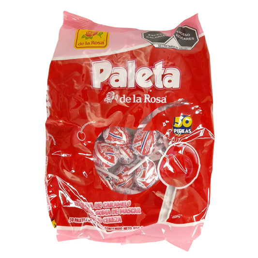 De La Rosa - Paleta de Cereza Paq. 50pz (Caja 12pz)