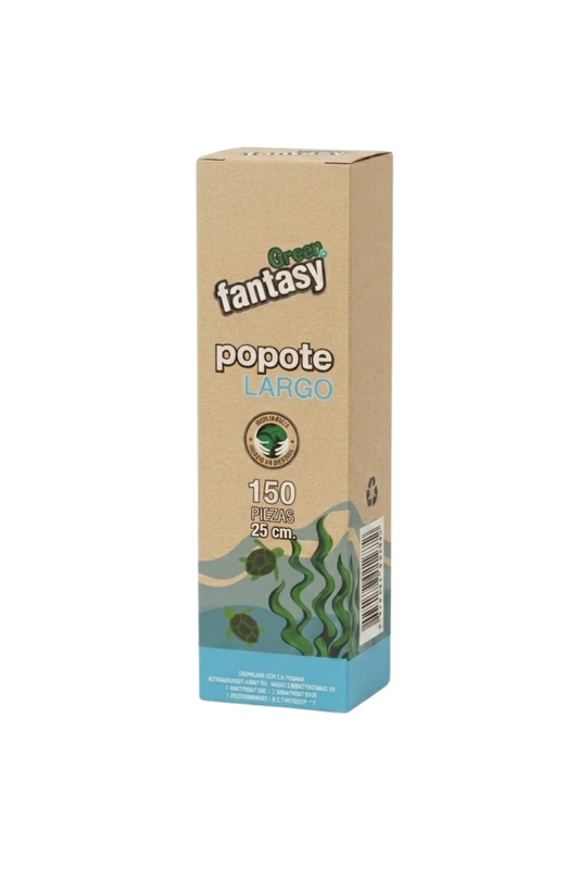 Fantasy - Popote Green Corto 25cm Paq. 150pz