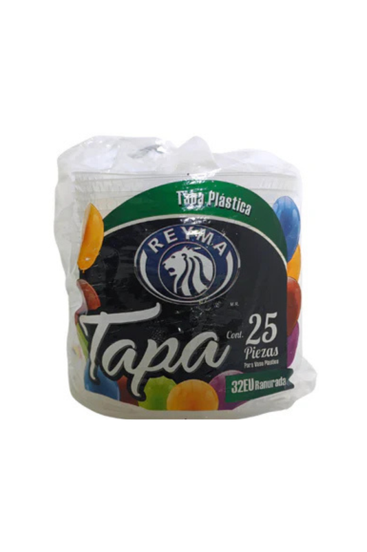 Reyma - Tapa Ranurada Para Vaso Plastico #32 EU (Caja 20pz)
