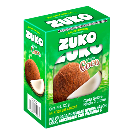 Zuko  - Concentrado Sabor Coco Exh. 8pz 13gr (Caja 12exh)